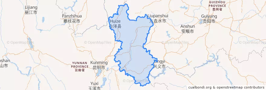 Mapa de ubicacion de Qujing City.