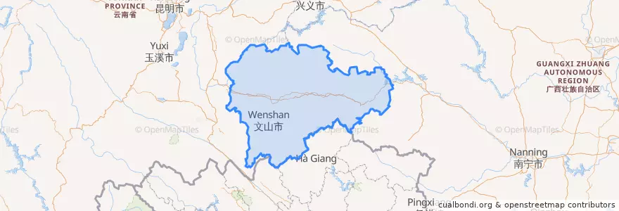 Mapa de ubicacion de 文山壮族苗族自治州.