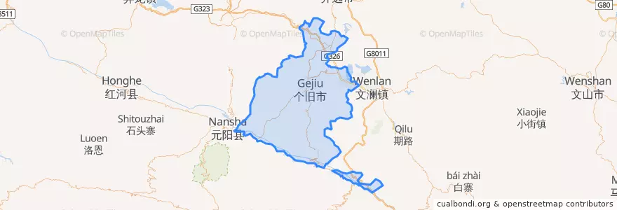 Mapa de ubicacion de 个旧市 (Gejiu).