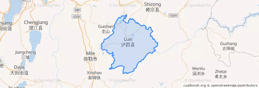 Mapa de ubicacion de 泸西县 (Luxi).
