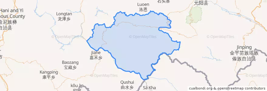 Mapa de ubicacion de 绿春县.