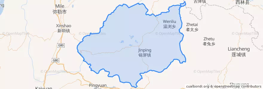 Mapa de ubicacion de 丘北县.