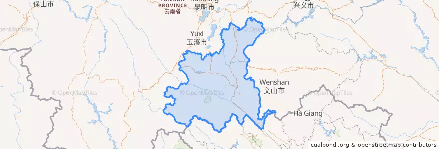 Mapa de ubicacion de Honghe Hani and Yi Autonomous Prefecture.