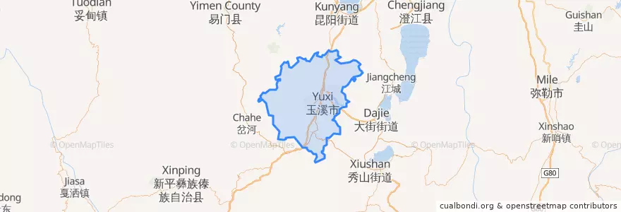 Mapa de ubicacion de 红塔区.