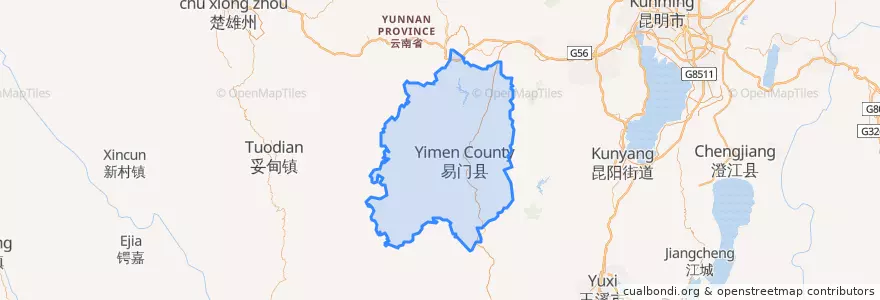Mapa de ubicacion de 易门县.