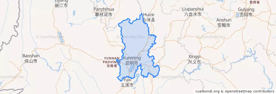 Mapa de ubicacion de Kunming.