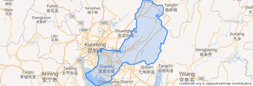 Mapa de ubicacion de 官渡区.