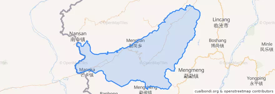 Mapa de ubicacion de 耿馬タイ族ワ族自治県.