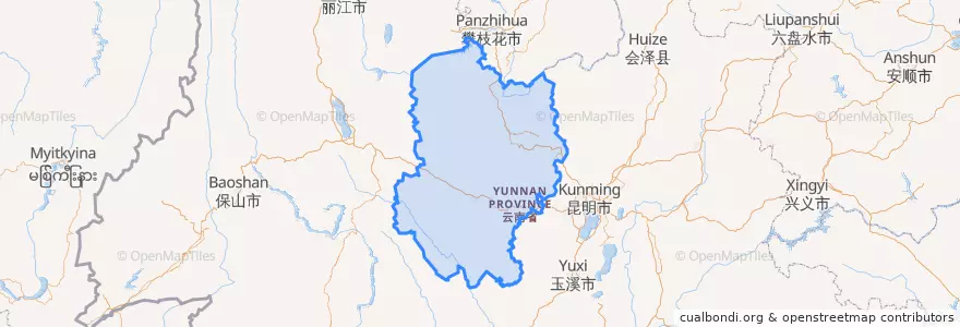 Mapa de ubicacion de Chuxiong Yi Autonomous Prefecture.