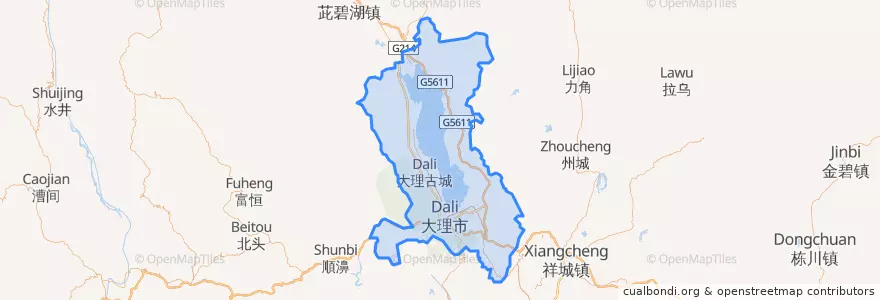Mapa de ubicacion de 大理市.