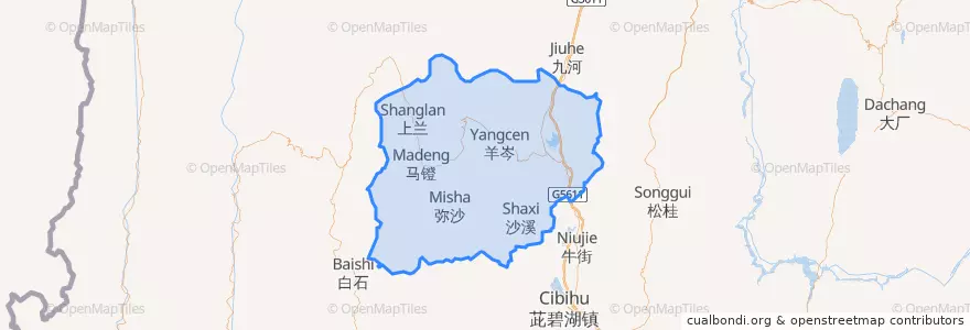 Mapa de ubicacion de 剑川县.