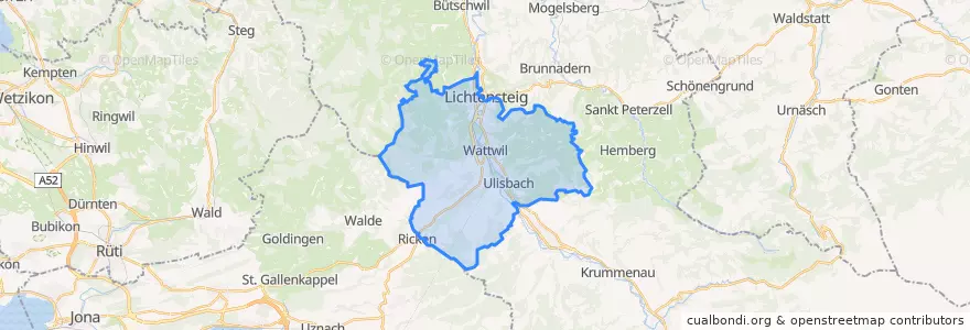 Mapa de ubicacion de Wattwil.
