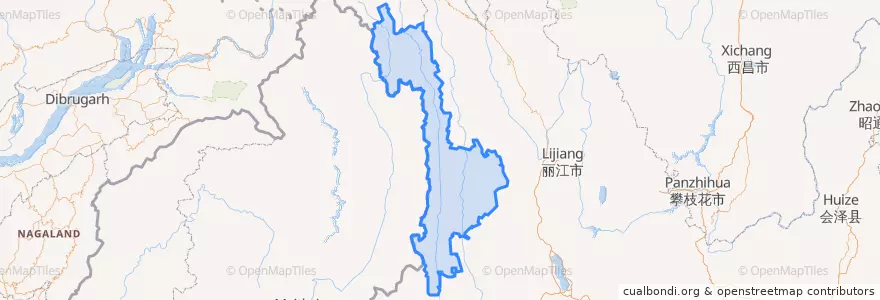 Mapa de ubicacion de Nujiang Lisu Autonomous Prefecture.