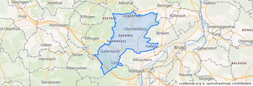 Mapa de ubicacion de Bözberg.