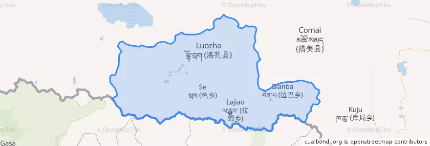 Mapa de ubicacion de ལྷོ་བྲག་རྫོང་ / 洛扎县 / Lhozhag.