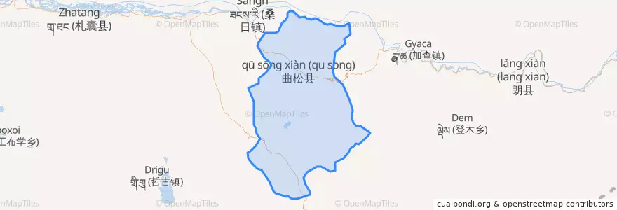 Mapa de ubicacion de ཆུ་གསུམ་རྫོང་ / 曲松县 / Qusum.