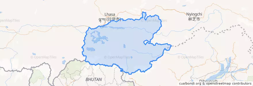 Mapa de ubicacion de ལྷོ་ཁ་ས་ཁུལ། / 山南市 / Shannan.