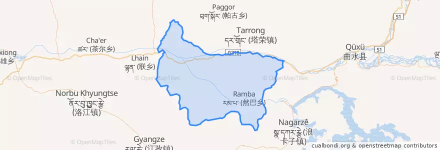 Mapa de ubicacion de རིན་སྤུངས་རྫོང་ / 仁布县 / Rinbung.