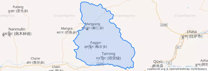 Mapa de ubicacion de སྙེ་མོ་རྫོང་ / 尼木县 / Nyêmo.