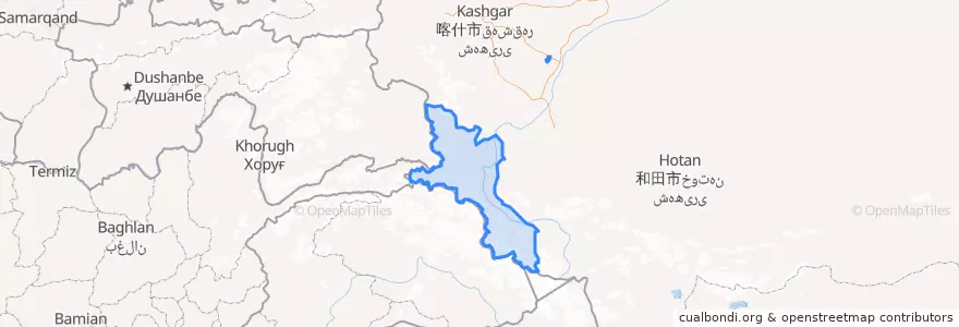 Mapa de ubicacion de Taxkorgan Tajik Autonomous County.