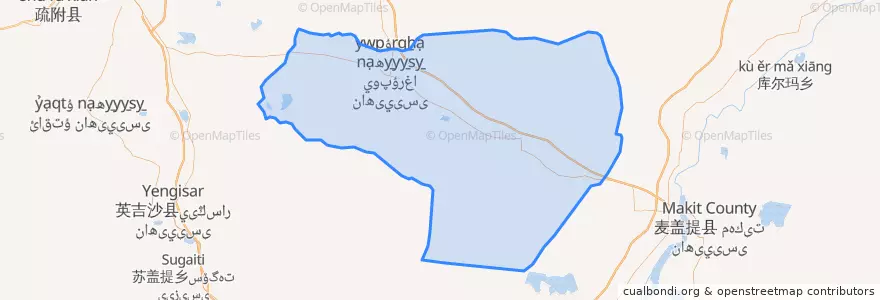 Mapa de ubicacion de Yopurga County.