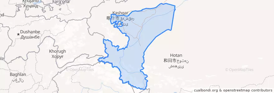 Mapa de ubicacion de قەشقەر ۋىلايىتى 喀什市.