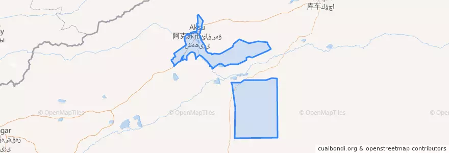 Mapa de ubicacion de 阿克苏市.