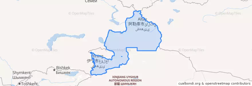 Mapa de ubicacion de Ili Kazakh Autonomous Prefecture.