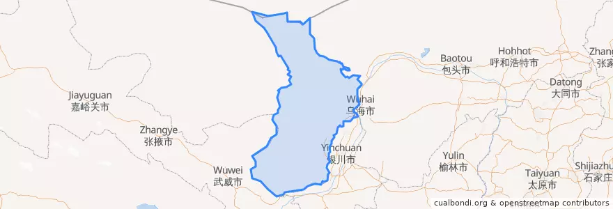 Mapa de ubicacion de 阿拉善左旗.