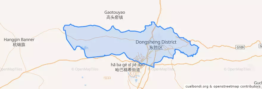 Mapa de ubicacion de 东胜区.