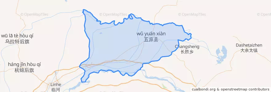 Mapa de ubicacion de 五原县.