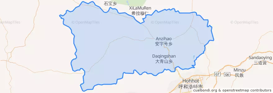 Mapa de ubicacion de 武川县.