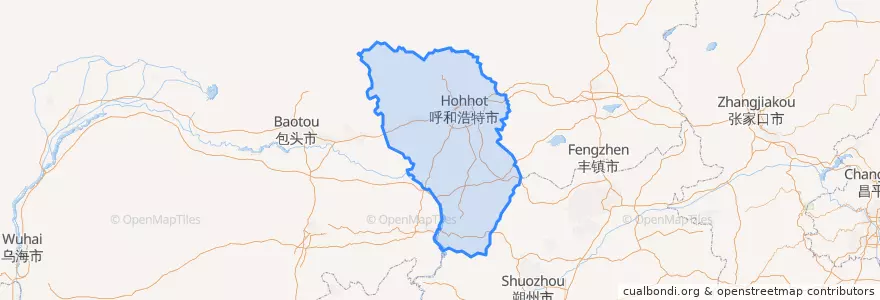 Mapa de ubicacion de Hohhot City.