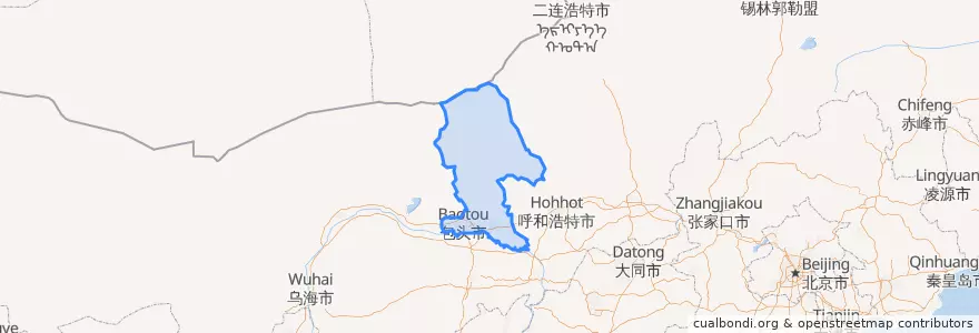 Mapa de ubicacion de 包頭市.