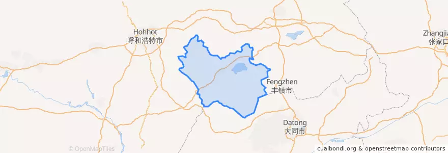 Mapa de ubicacion de Liangcheng County.