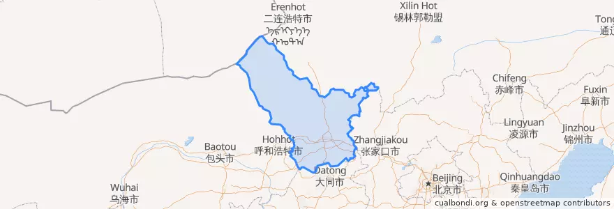 Mapa de ubicacion de ウランチャブ市.