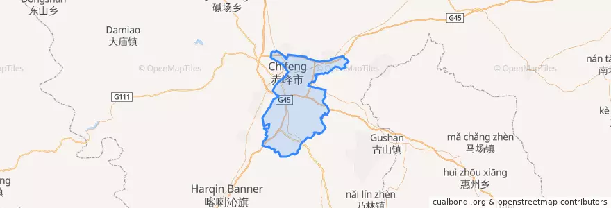 Mapa de ubicacion de 红山区.
