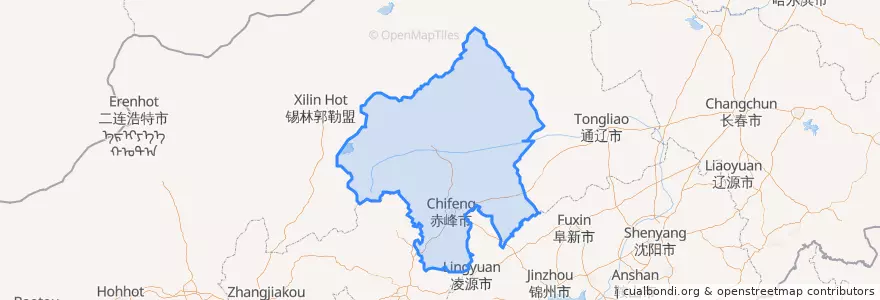 Mapa de ubicacion de Chifeng City.