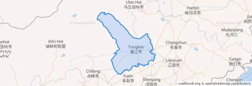 Mapa de ubicacion de Тонляо хот 通辽市.