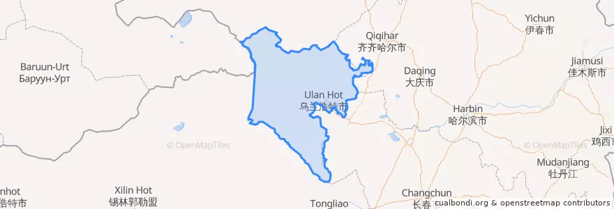 Mapa de ubicacion de Hinggan League.