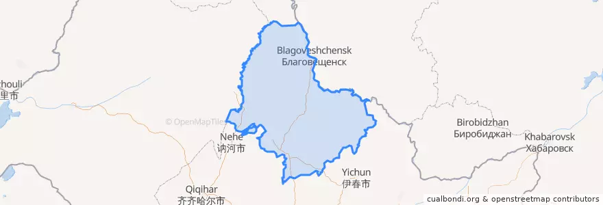 Mapa de ubicacion de 黒河市.