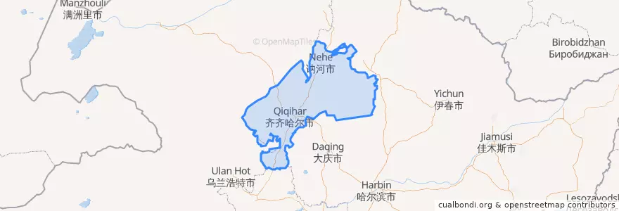 Mapa de ubicacion de 齐齐哈尔市.