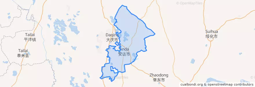 Mapa de ubicacion de 安达市.