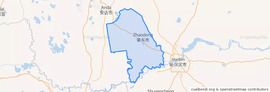 Mapa de ubicacion de 肇东市.