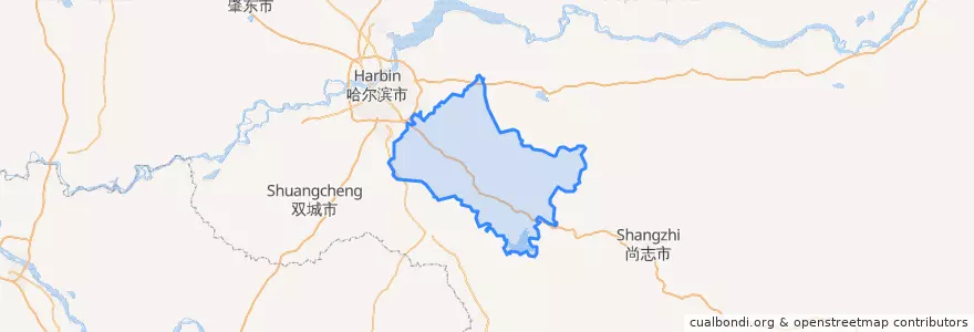 Mapa de ubicacion de District d'Acheng.