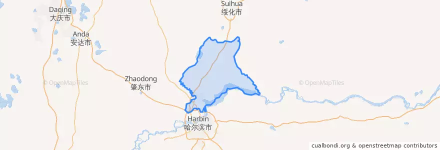 Mapa de ubicacion de Distretto di Hulan.