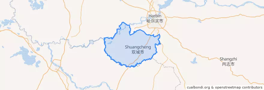 Mapa de ubicacion de Shuangcheng District.