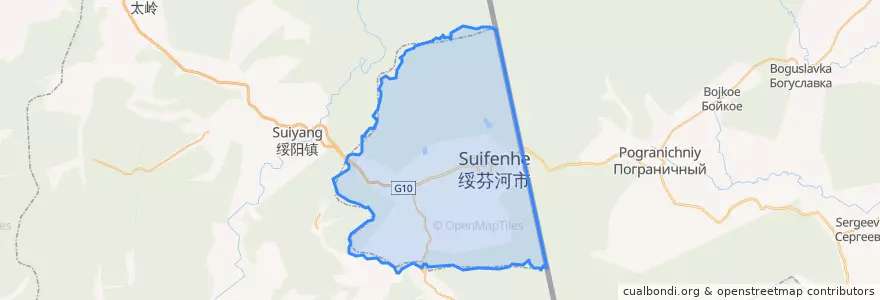 Mapa de ubicacion de Suifenhe City.