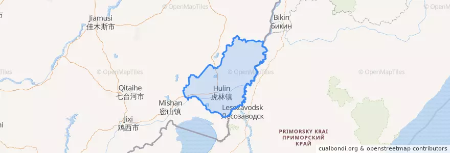 Mapa de ubicacion de Hulin City.