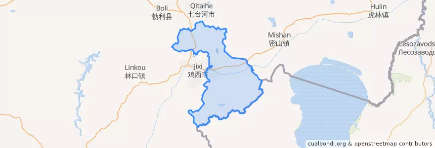 Mapa de ubicacion de 鸡东县.